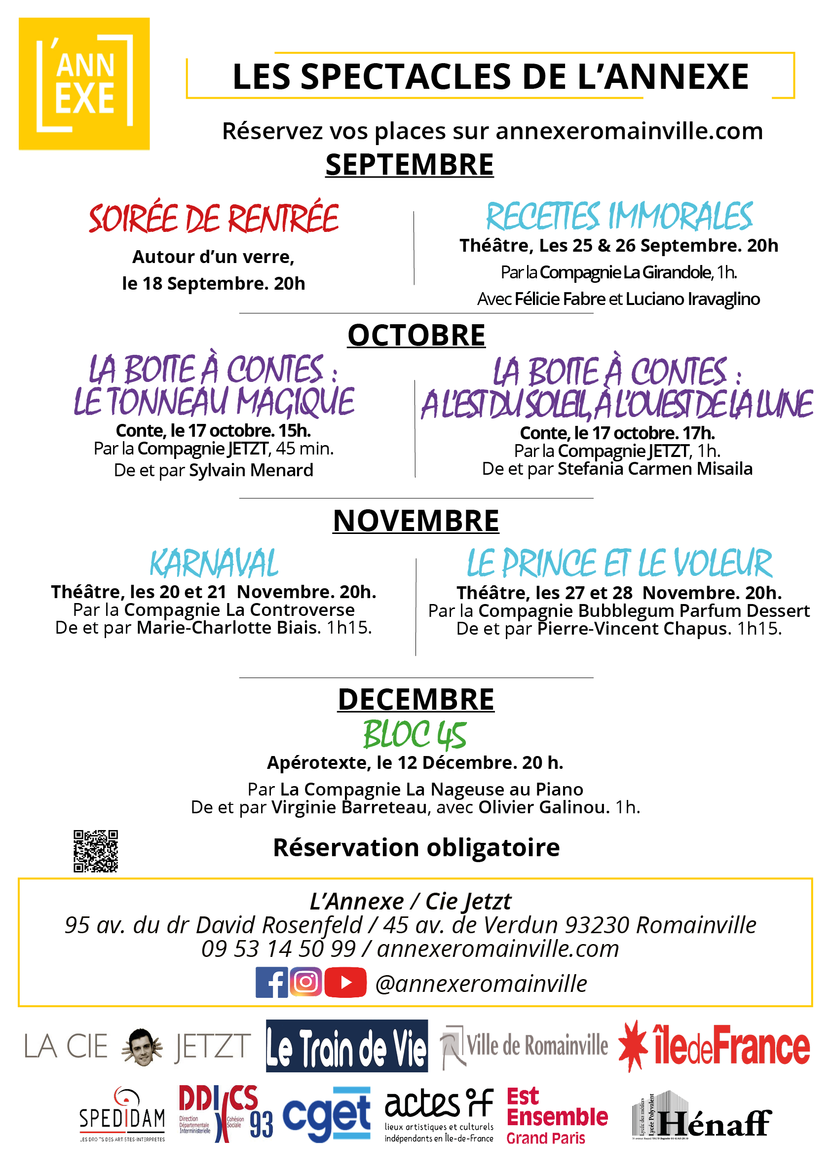 Les Spectacles de l'Automne 2020 sont là!