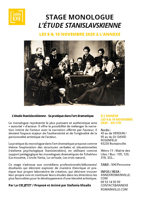 STAGE MONOLOGUE : L'étude Stanislavskienne